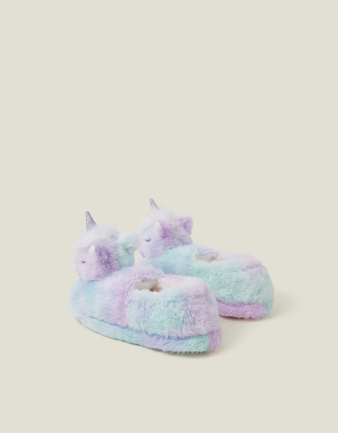 Girls Sleepy Unicorn Faux Fur Slippers, Multi (PASTEL MULTI), large