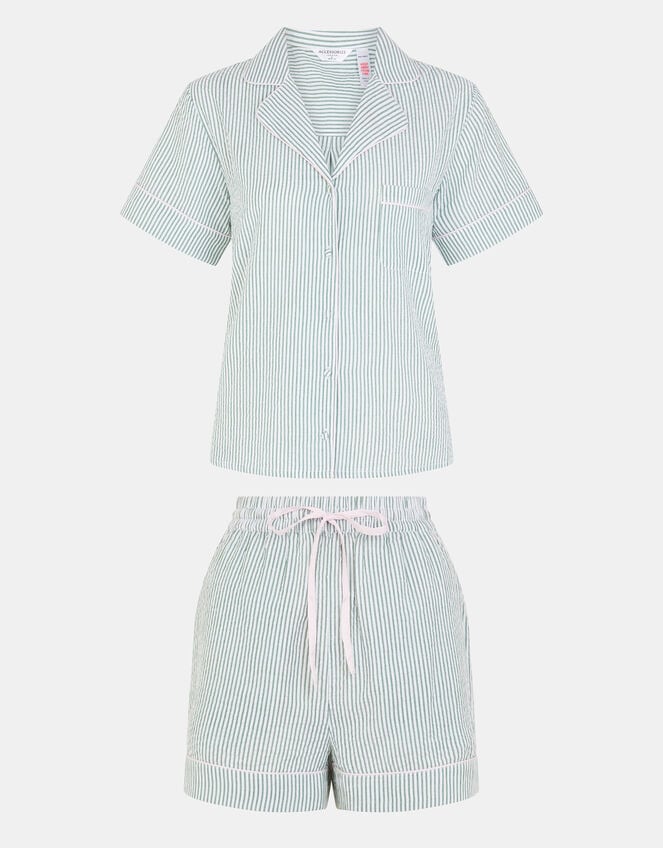 Stripe Cotton Short Pyjamas Set, Green (GREEN), large
