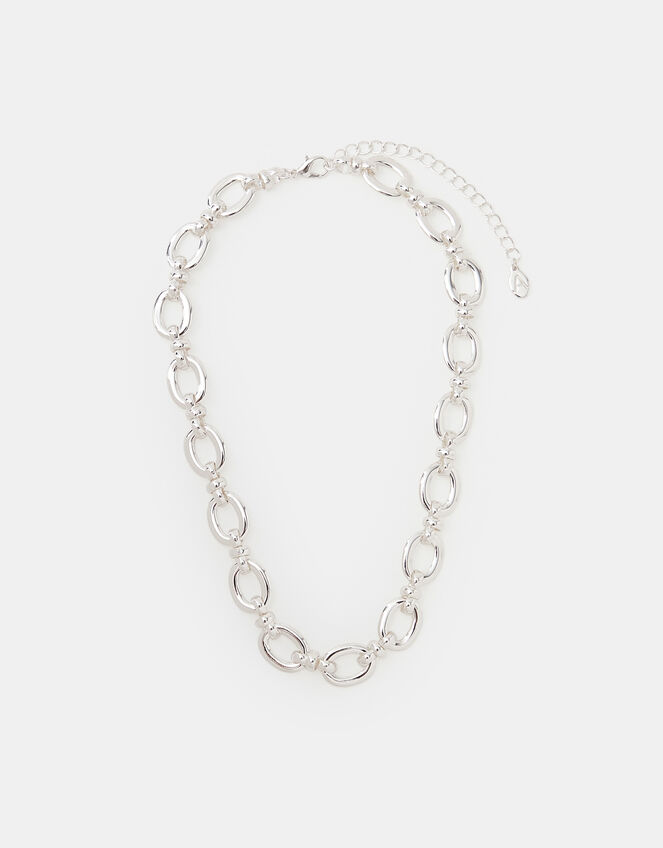 Chunky Oval Link Chain Necklace, Silver (SILVER), large