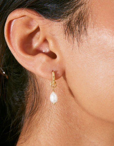 14ct Gold-Plated Bobble Huggie Hoops, , large