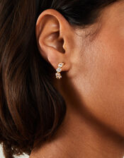 14ct Gold-Plated Circle Diamante Hoop Earrings, , large