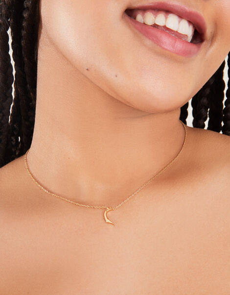 14ct Gold-Plated Arabic Initial Pendant Necklace - R (Raa), , large
