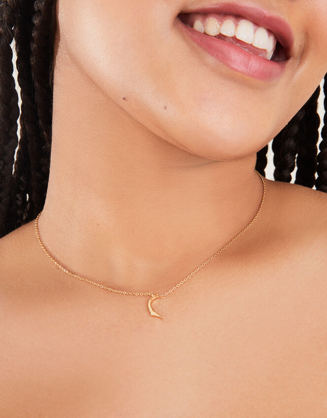 14ct Gold-Plated Arabic Initial Pendant Necklace - R (Raa), , large
