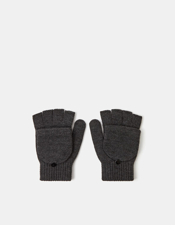 Plain Capped Gloves, Grey (GREY), large
