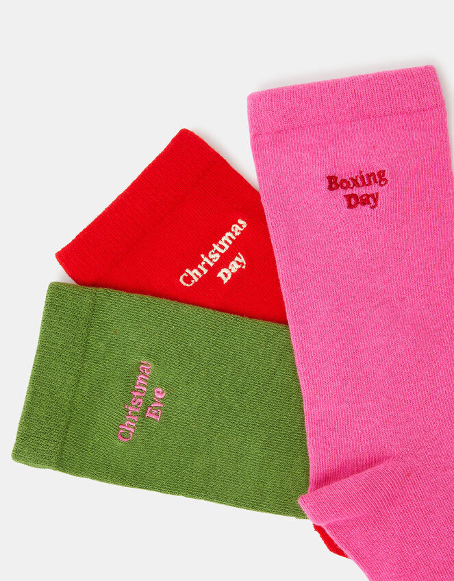 3-Pack Christmas Slogan Socks, , large