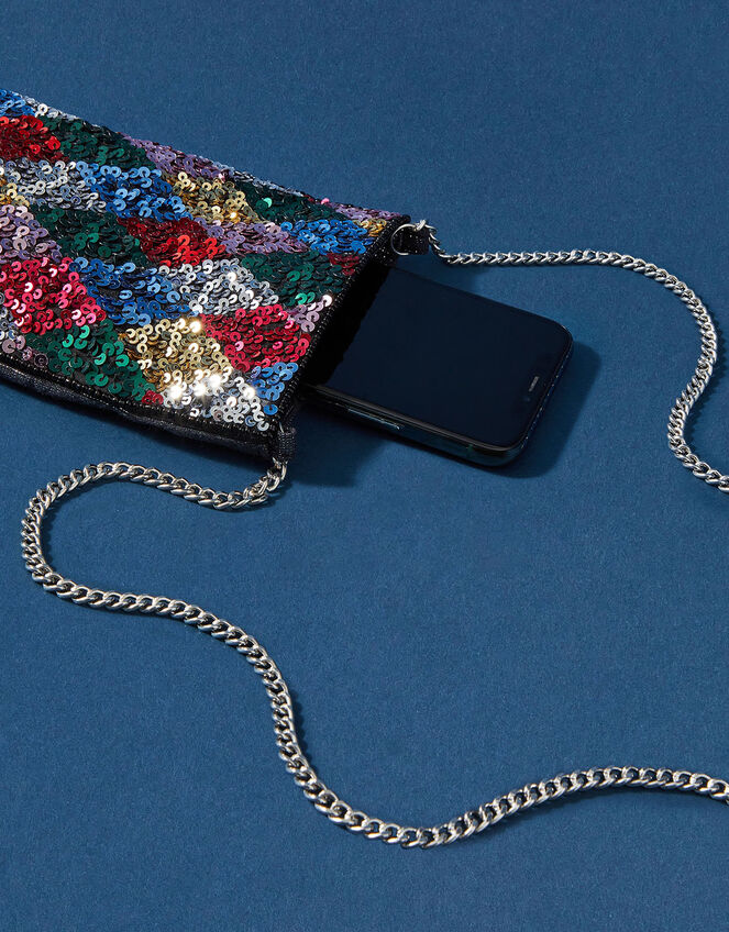 Harlequin Sequin Phone Pouch, , large