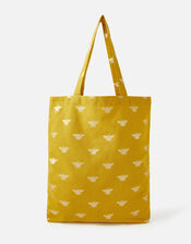 Novelty Foil Print Shopper Bag, Yellow (YELLOW), large