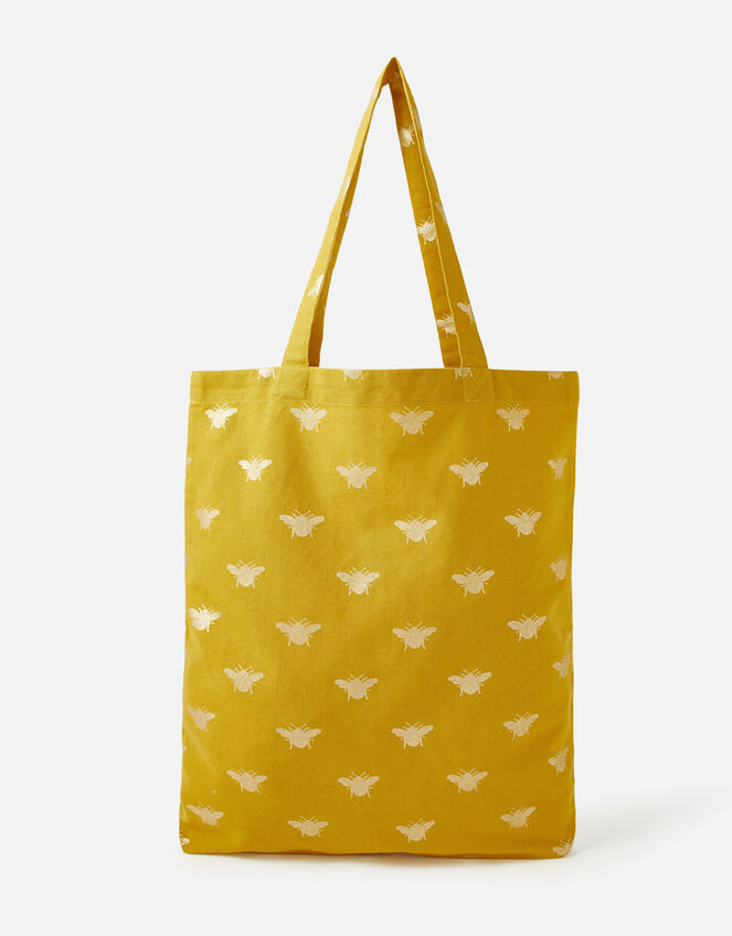 Novelty Foil Print Shopper Bag, Yellow (YELLOW), large