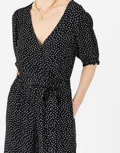 Spot Wrap Jumpsuit in LENZING™ ECOVERO™ , Black (BLACK WHITE), large