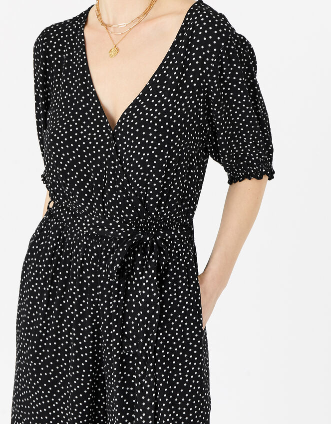 Spot Wrap Jumpsuit in LENZING™ ECOVERO™ , Black (BLACK WHITE), large