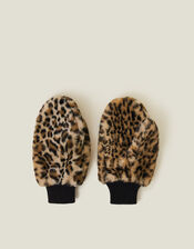 Soft Faux Fur Mittens, Leopard (LEOPARD), large