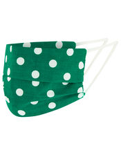 Polka Dot Pleated Face Covering in Pure Cotton, , large