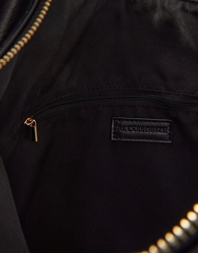 Slouchy Buckle Strap Shoulder Bag, Black (BLACK), large