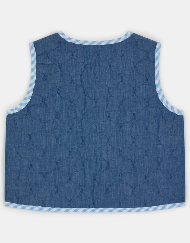 Cherry Gingham Quilted Waistcoat, Blue (NAVY), large