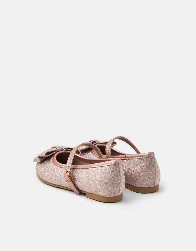 Girls Bow Glitter Ballet Flats, Pink (PINK), large