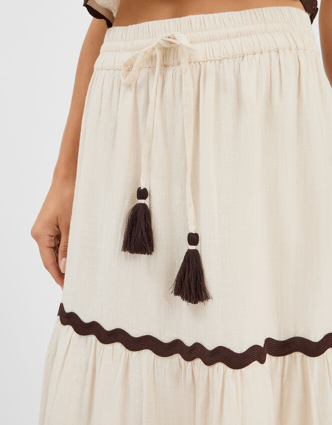 Ric Rac Tiered Maxi Skirt, Ivory (IVORY), large
