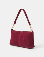 Leather Crossbody Handbag, Red (BURGUNDY), large