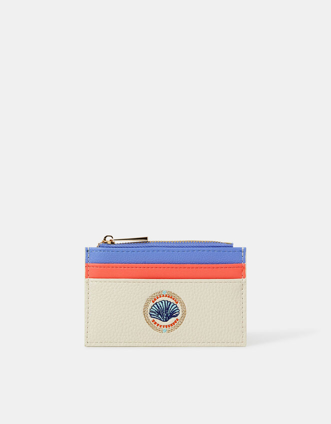 Seashell Embroidered Card Holder, , large