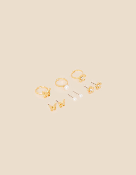 Girls Pearl Stud and Ring Set of Three, , large