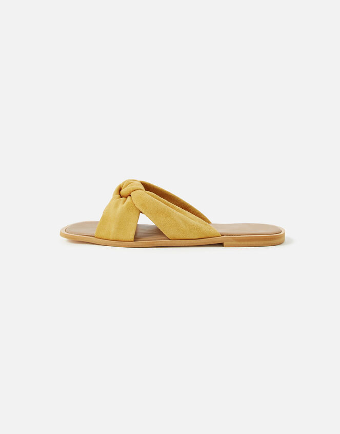 Leather Knotted Sliders , Yellow (OCHRE), large