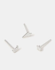3-Pack Sterling Silver Celestial Stud Earrings, , large
