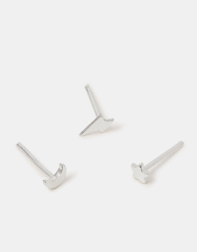 3-Pack Sterling Silver Celestial Stud Earrings, , large