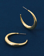14ct Gold-Plated Crescent Hoop Earrings, , large