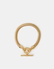 14ct Gold-Plated Snake Chain T-Bar Bracelet, , large