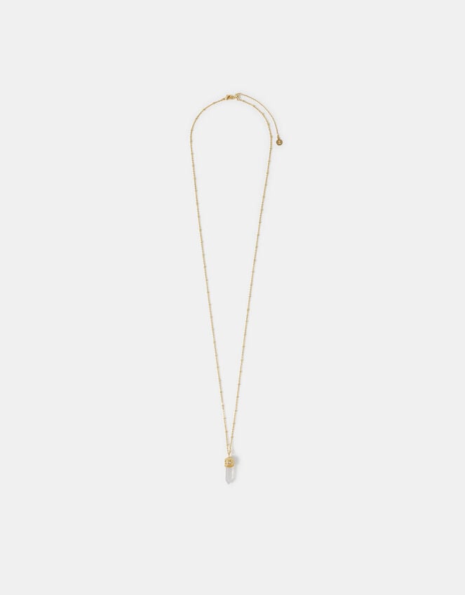 14ct Gold-Plated Long Rose Quartz Pendant Necklace, , large
