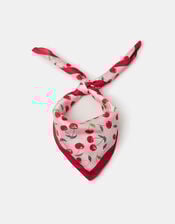 Cherry Print Square Satin Scarf, , large