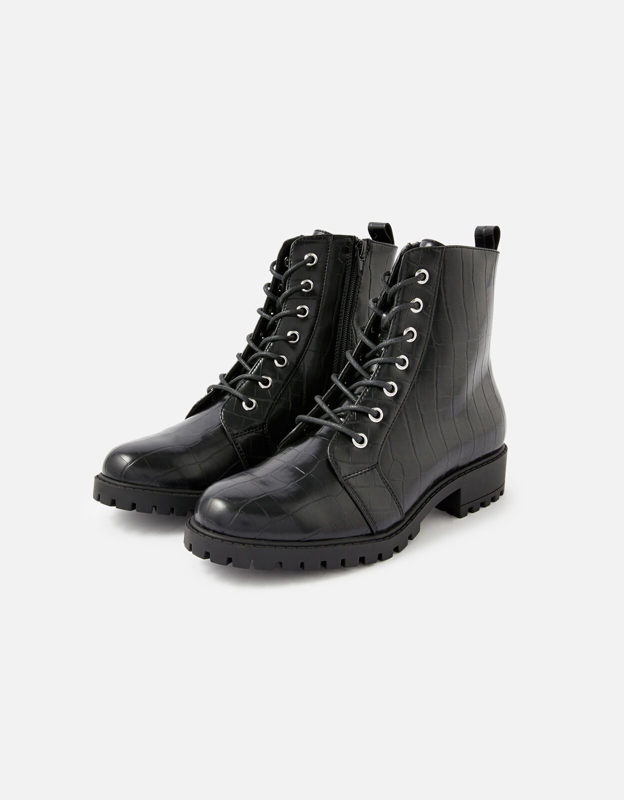Croc print lace up boots shop