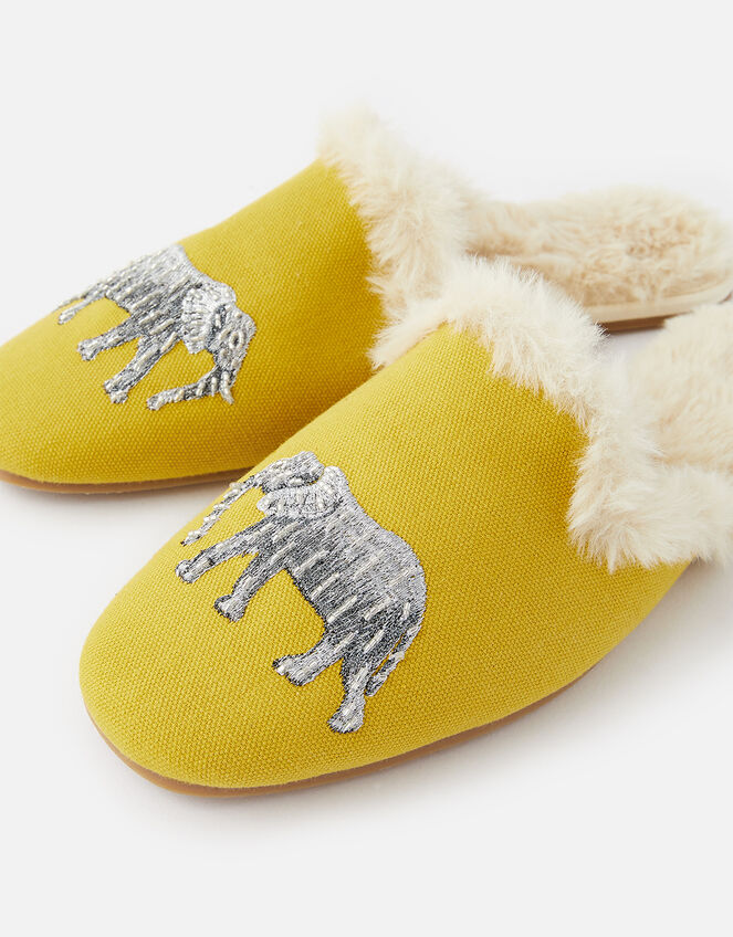 Elephant Fluffy Slippers, Yellow (YELLOW), large