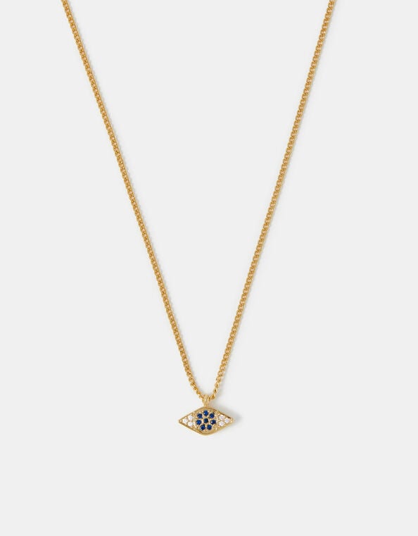14ct Gold-Plated Evil Eye Charm Necklace, , large