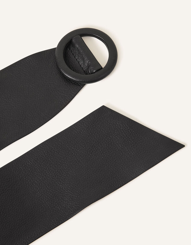 Leather Soft Wide Waistbelt, Black (BLACK), large
