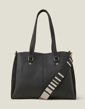 Webbing Strap Shoulder Bag, Black (BLACK), large