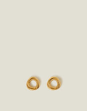 14ct Gold-Plated Stainless Steel Round Twist Stud Earrings, , large