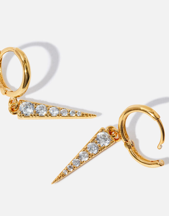 14ct Gold-Plated Sparkle Spike Charm Earrings, , large