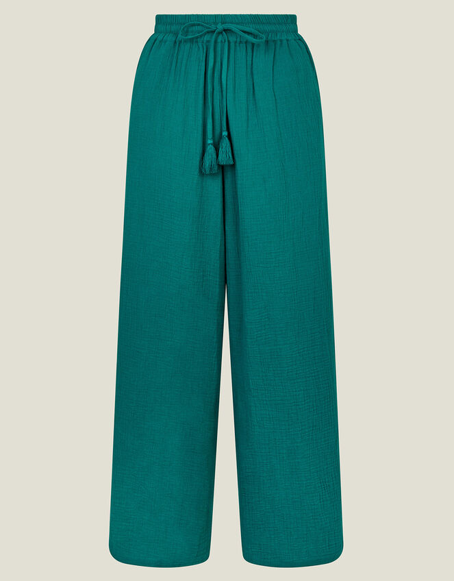 Crinkle Beach Trousers, Teal (TEAL), large