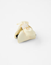 Pearly Bow Claw Clip, Cream (CREAM), large