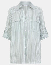 Stripe Cotton Shirt, Green (GREEN), large