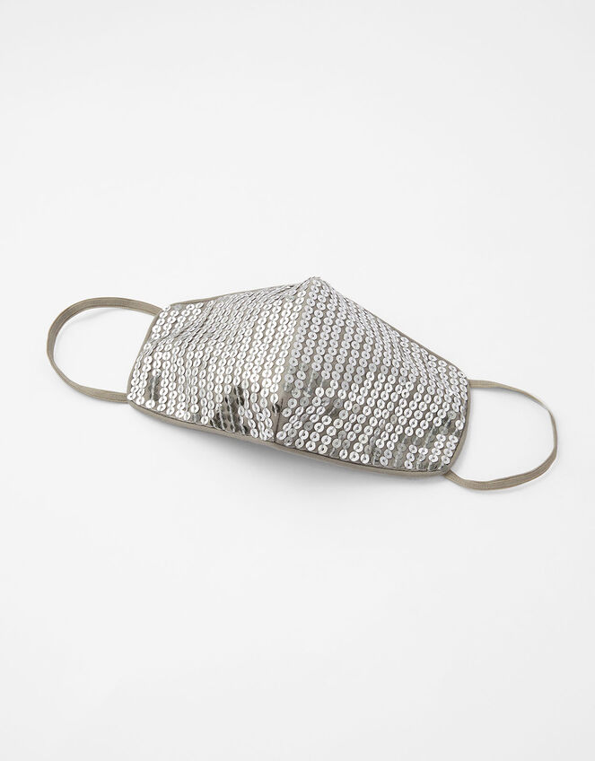 Sequin Sparkle Face Covering, Silver (SILVER), large