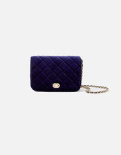 Quilted Velvet Cross-Body Bag, Blue (NAVY), large