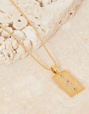 Gold-Plated Sparkle Star Rectangular Pendant Necklace, , large