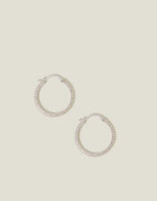 Sterling Silver-Plated Bobble Hoop Earrings, , large