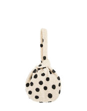 Polka Dot Beaded Duffle Bag, White (WHITE), large