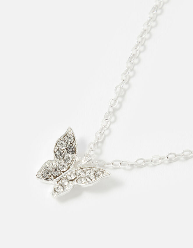 Pave Butterfly Pendant Necklace, , large