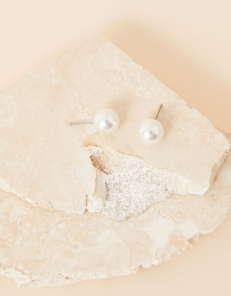 Oversized Pearl Studs, , large