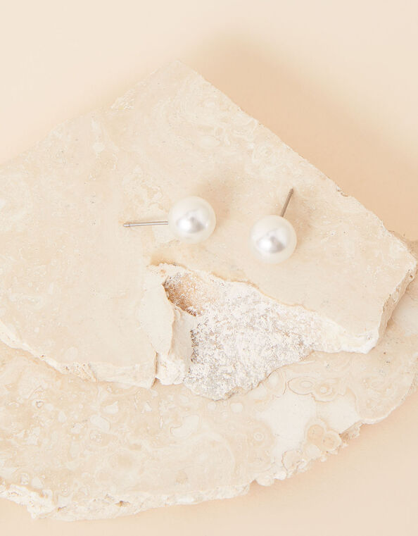 Oversized Pearl Studs, , large