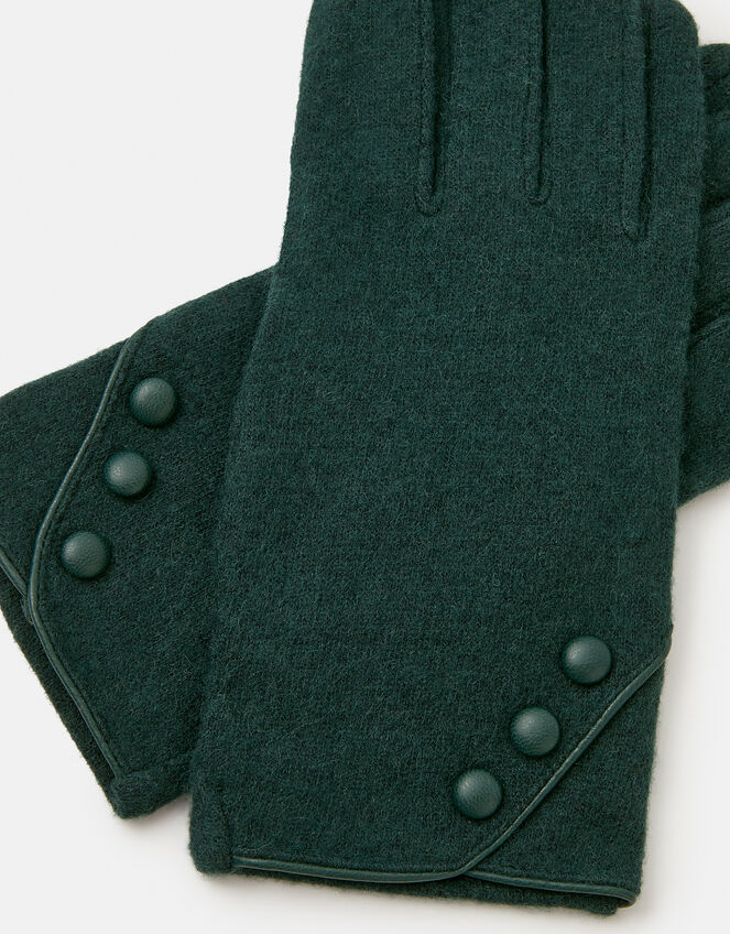 Plain Wool Gloves, Green (GREEN), large