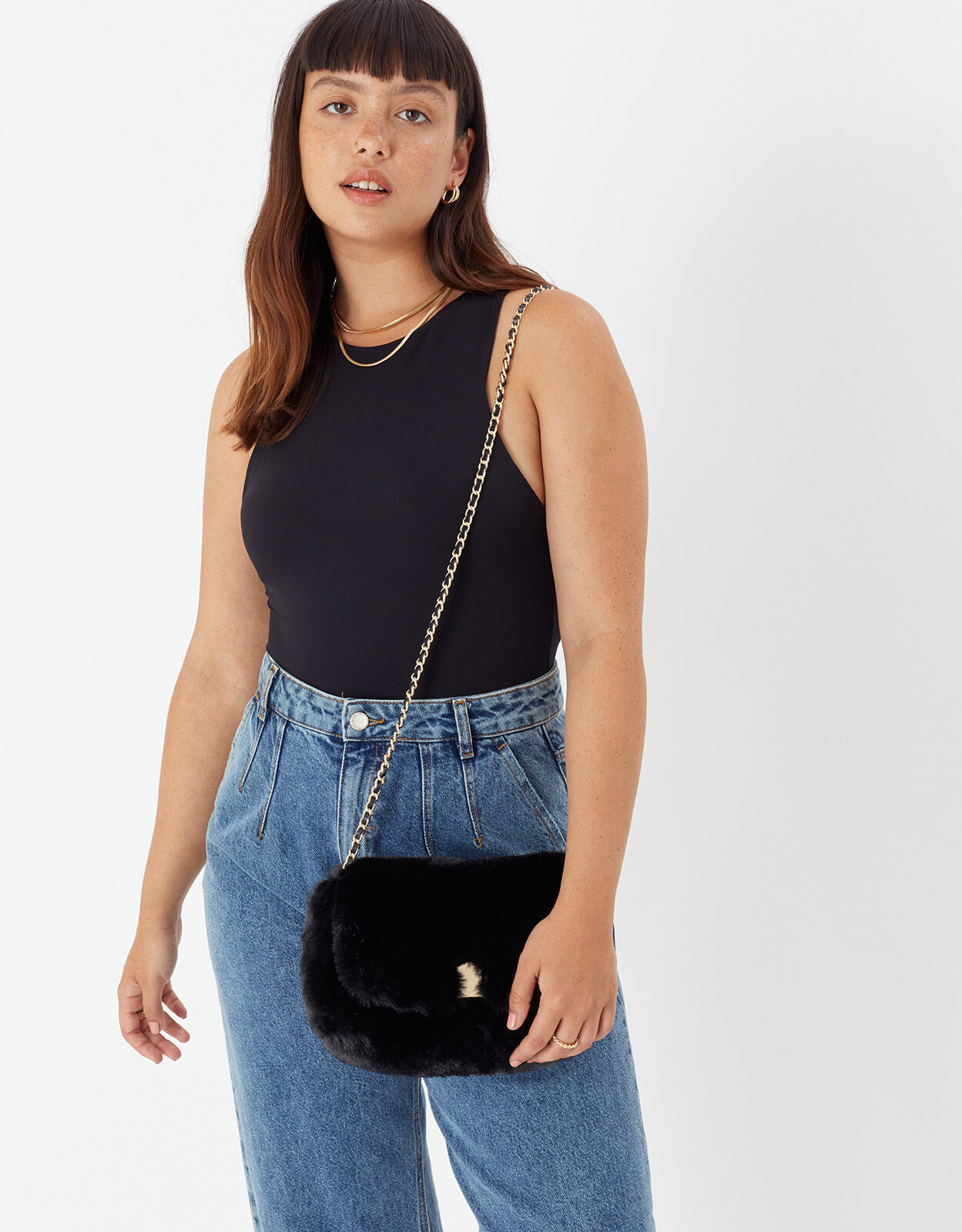 Black faux fur crossbody bag new arrivals